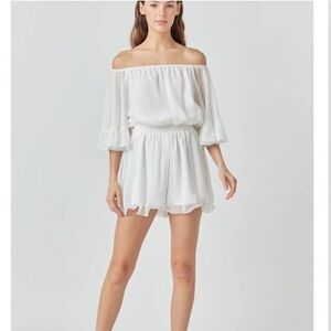 Endless Rose Off-Shoulder Ruffle Sleeve Romper